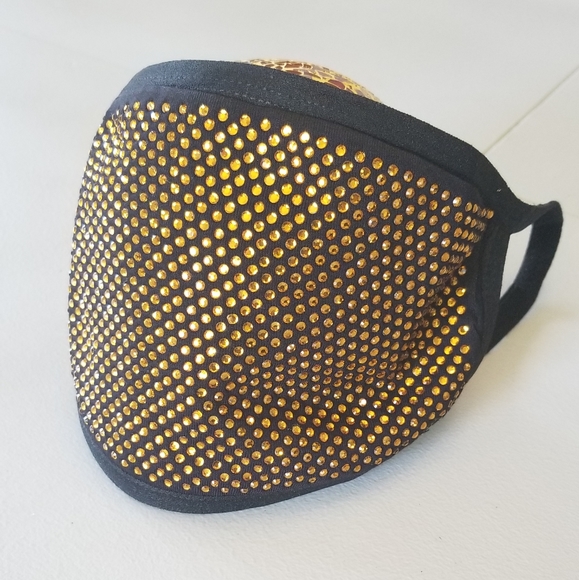 Gold Rhinestone Face Mask - Picture 3 of 3